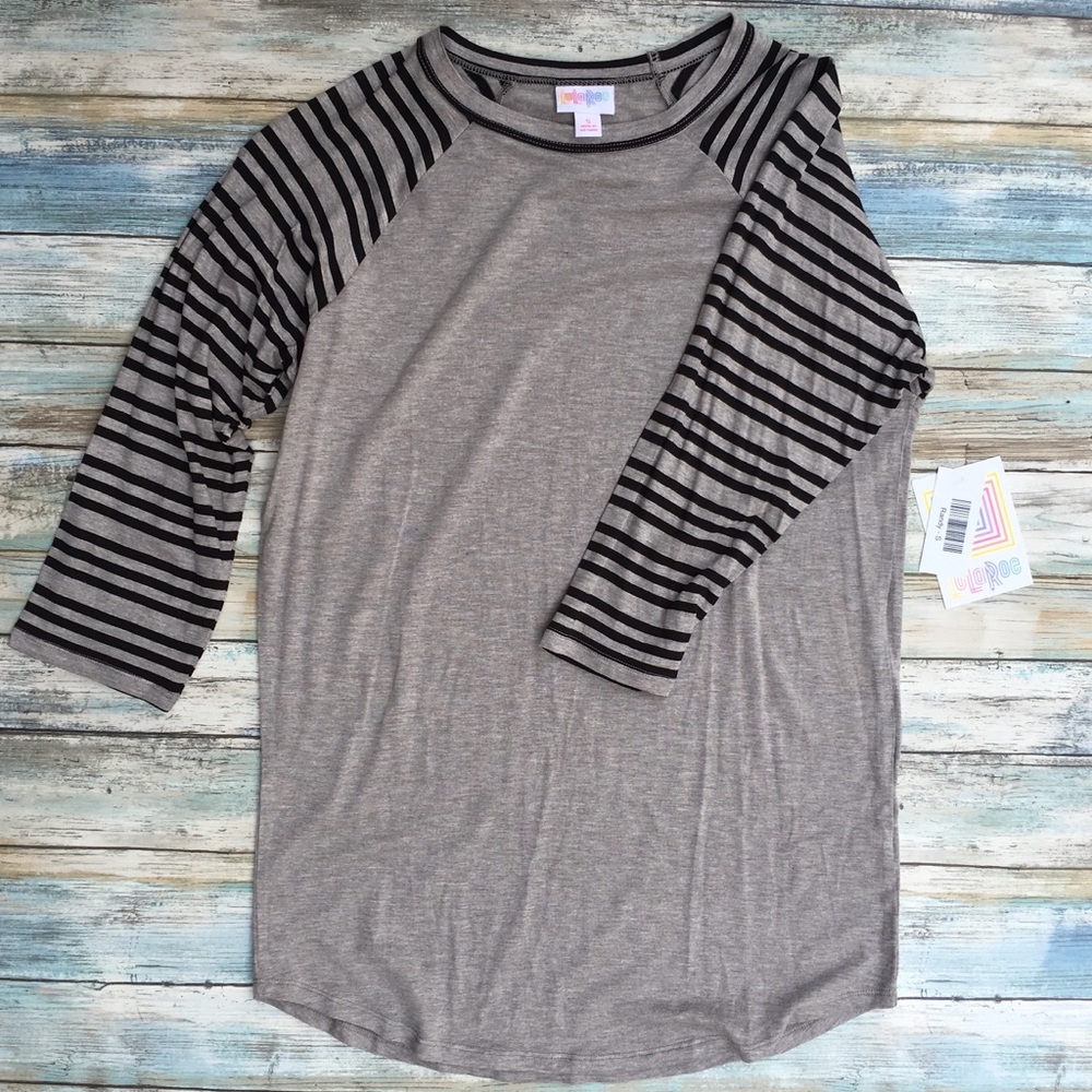 LuLaRoe Randy, grey w/ black stripes, size Small